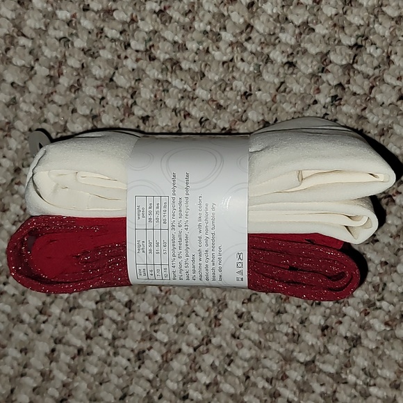 2 Pair Girls Tights Footless Fleece Lined Size L - Picture 2 of 3